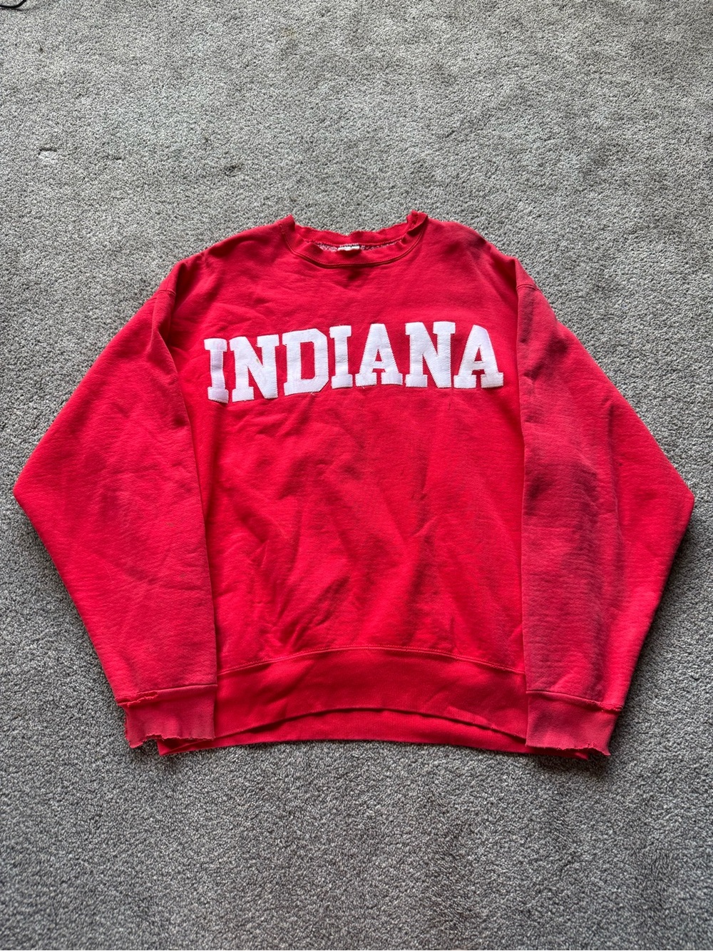 Fruit of the Loom Red Crewneck Sweatshirt with White 'INDIANA' Lettering